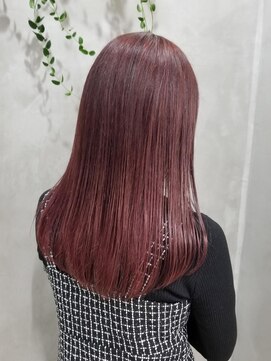 テトヘアー(teto hair) レッドカラー　ワインレッド　赤髪　韓国ヘア　グラデーション