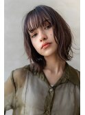 大人かわいい前髪セシルカットココアブラウンフリンジウェーブ
