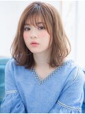 大人可愛い20代30代40代小顔ひし形ミディアム×ショコラベージュ