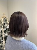 スモーキーラベンダー ダブルカラー ハイライトカラ 外ハネボブ