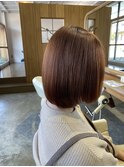 ボブにピンクブラウン