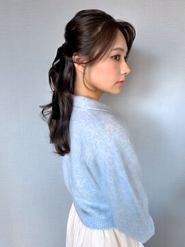 アム(amu) ハーフアップ/簡単ヘアアレンジ/おくれ毛カット/リボンアレンジ