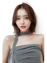 チョコグレージュ/20代30代大人かわいい/ミディアムレイヤー
