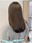ベージュブラウン艶カラー＊ストレートヘア透明感カラー/明大前