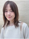 ミディアムレイヤー ボブレイヤー 顔周り 透明感カラー 前髪