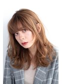 斜めバング/グレージュカラー/デザインカラー/シルキーベージュ