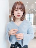 大人かわいい前髪セシルカットココアブラウンフリンジウェーブ