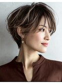◇大人可愛い20代30代40代50代前下がりショートボブ丸みショート