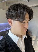 調布メンズパーマフェザーパーマセンターパートガイルヘアゆるめ