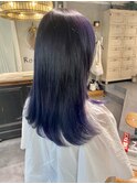 レイヤーカット　ブリーチなしダブルカラー　パープル