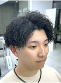 ツイストスパイラル/メンズマッシュショート/波巻きカルマパーマ