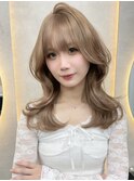 ホワイトグレージュミニウルフチェリーブラウンデジタルパーマ