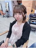 ハーフアップ編み込み