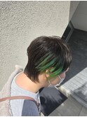 ショート/マレットヘア/インナーカラー/恐竜カラー