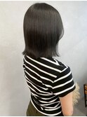 地毛風ダークカラー外ハネミディアムボブ＊透明感カラー/明大前