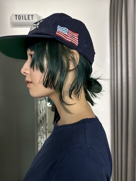 アンドスタイル(&style) 姫カット　ケアブリーチ　グリーンカラー　学割