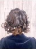 ヘアセット/ヘアアレンジ/花嫁/パール/ゆるふわ/ボブ風/イベント