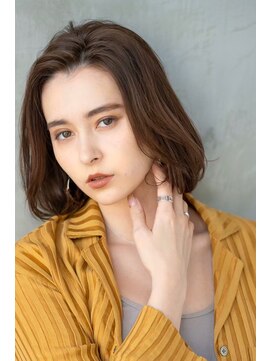 ケアリー 流山おおたかの森(Carelly) 大人かわいい前髪セシルカットココアブラウンフリンジウェーブ