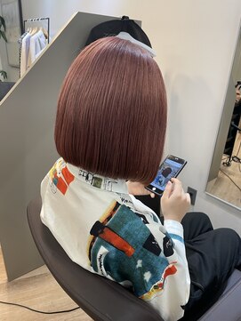 ジエクトカナウ 大阪梅田店(The Ect canow) ぱたっとボブ　ブリーチカラー　ボルドーヘア