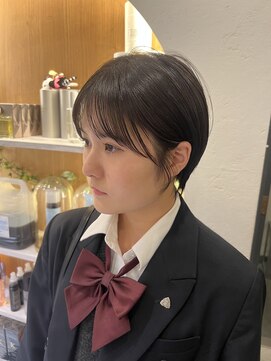 ロンド パルティール 大宮(Lond partir) 斜め前髪ピンクベージュインナーグレージュウルフショート