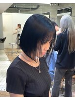 ヲタク(wotaku.)&nbsp;黒髪ボブブルーブラックネイビーカラー暗髪カラーぷつっとボブ