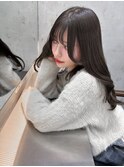 オリーブグレージュネビージュブリーチなしワンカラー黒髪