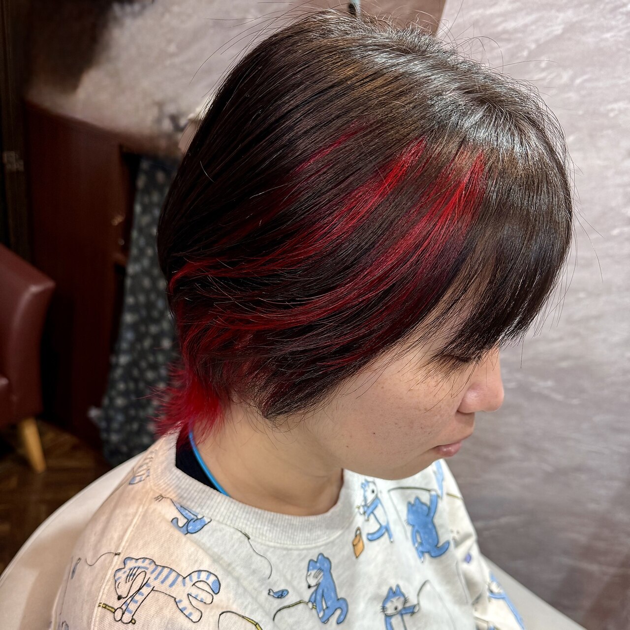 女形 洋髪 赤メッシュ ショートウルフ/赤メッシュ：L237323948｜ホットペッパービューティー