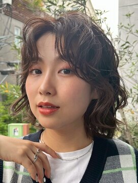 ラボヌールヘアーノーブル 新越谷店(La Bonheur hair noble) セミディシアーカラー韓国風ボブ美髪ピンクブラウン