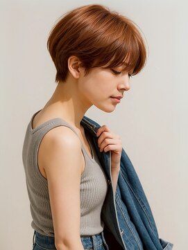 ミロア 薬院(miroa) マッシュ ショートボブ ハイトーン アプリコットオレンジ 透明感