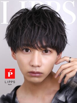 リップス 天神(LIPPS) ナチュラル王道束感黒髪ツーブロックマッシュメンズカットパーマ