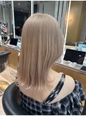 縮毛矯正ストレートくびれヘアヘアアレンジアプリコットオレンジ