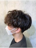 ■波巻きパーマ メンズツーブロックマッシュ