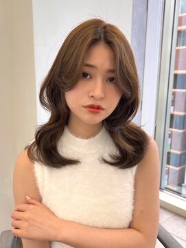 ノク(nok) 韓国くびれフェミニンロングミルクティーブラウン