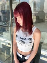 ヲタク(wotaku.)&nbsp;レッドカラーダブルカラー暖色カラー切りっぱなしボブ赤髪前髪