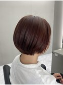 オレンジレッド×ショートボブ(カット＋ルフレカラー＋Tr)