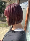 レッドカラー/ボブ/ブリーチカラー/レッドブラウン