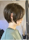 調布白髪染めレイヤーボブショートヘアッシュグレージュカラー