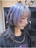 ミントグレージュクラゲヘアツートンカラーハイトーンカラー
