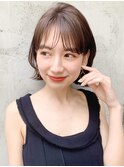 マロンベージュAラインボブ外ハネくびれミデイアムイメチェン”