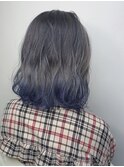グラデーションカラー_マロンベージュ Aラインボブ かきあげ
