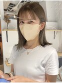 【中澤彩乃】前髪カット透け感カラーロブヘアシアーベージュ