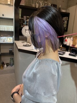 ペレ 渋谷(PELE) Y161_インナーカラー パープル ブリーチ3回~