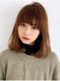 大人かわいいワンレン内巻きワンカールミディアム