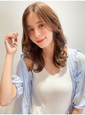 くせ毛風エアリーワンカールパーマ姫カットシアーカラーセミディ
