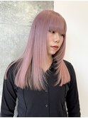 韓国ヘア顔周りレイヤー暗めミルクティーベージュグレージュ