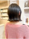 福山美容室Caary髪質改善切りっぱなしミディアム外ハネ10代20代