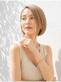 ショートボブ/おとな女性/白髪ぼかし/ハイライト/脱白髪染