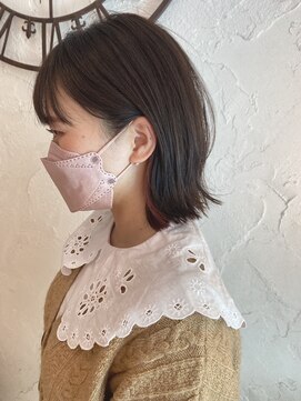 ルーツヘアーガーデン(Roots hair garden) アクセサリーカラー×ピンクインナー×外ハネ×耳かけ