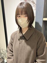 ラミエバイメルト 下北沢(lamie by melt) 村上/前髪カット顔まわりレイヤーウルフボブベージュカラー20代