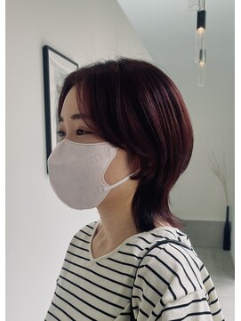 インチェルシー(in chelsea) 【ブリーチなし】ワインレッド＆ウルフカット